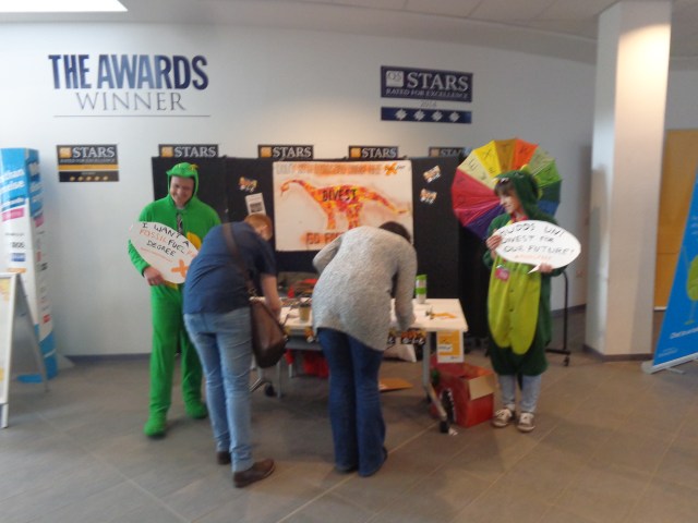 Collecting petition signatures for a Fossil Free Huddersfield University