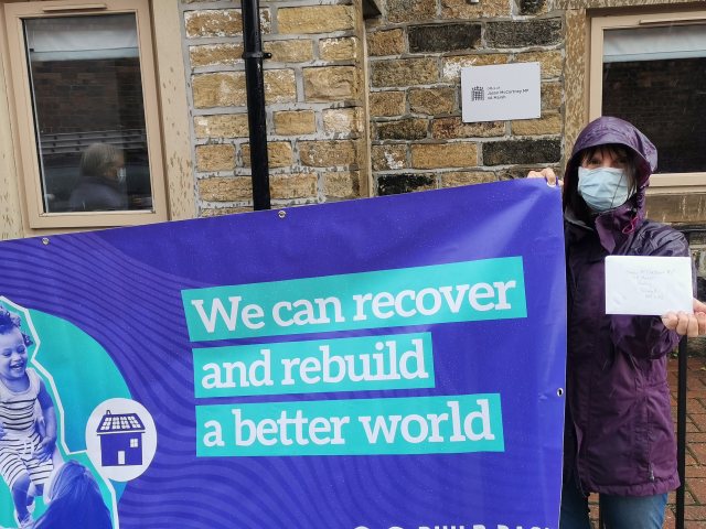Build Back Better outside Jason McCartney MP office