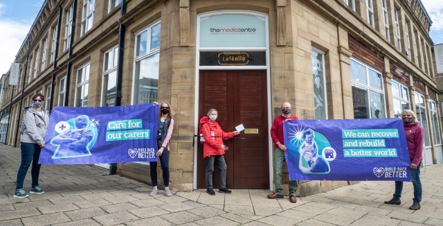 Build Back Better outside Barry Sheerman MP office